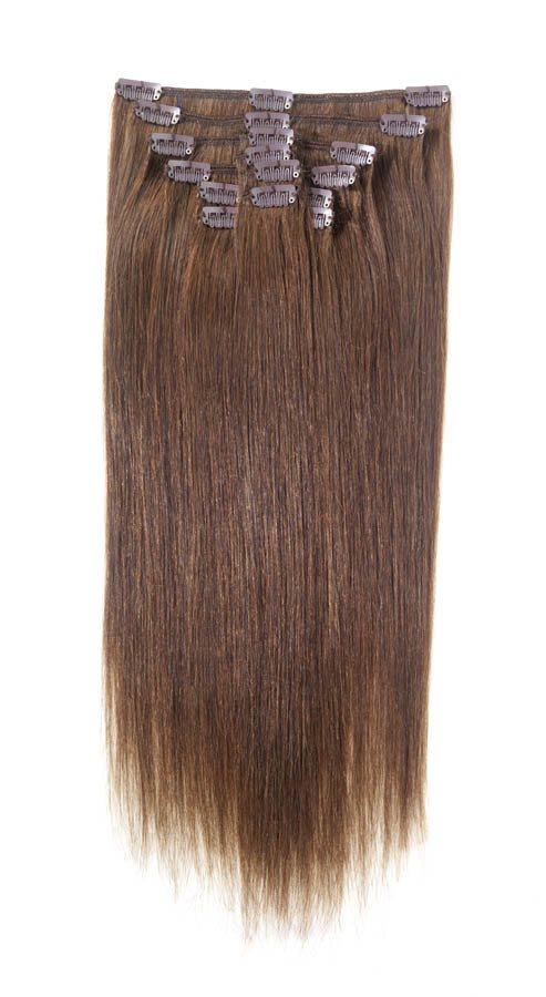 Full Head | Clip in Hair | 22 inch | Darkish Brown 3 - beautyhair.co.ukHair Extensions