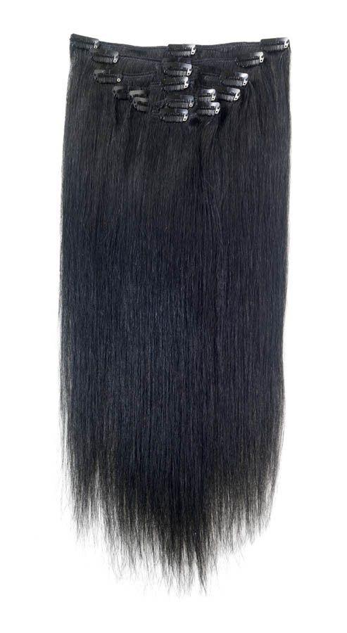 Full Head | Clip in Hair Extensions | 24 Inch | Jet Black (1) - beautyhair.co.ukHair Extensions