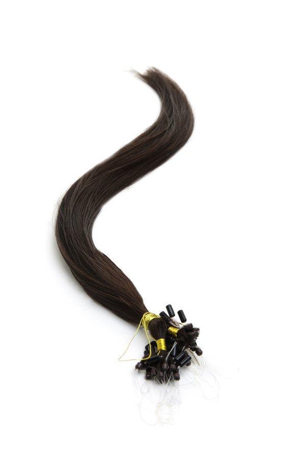 Micro Ring Hair Extensions | 18 inch Brownest Brown (2) - beautyhair.co.ukHair Extensions