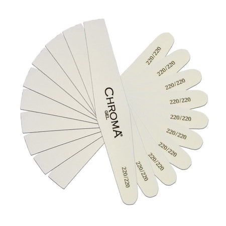 Pack of 12 Chroma Gel Nail Files - 220/220 Grit - Professional-Grade, Double-Sided Design - beautyhair.co.ukChroma Gel