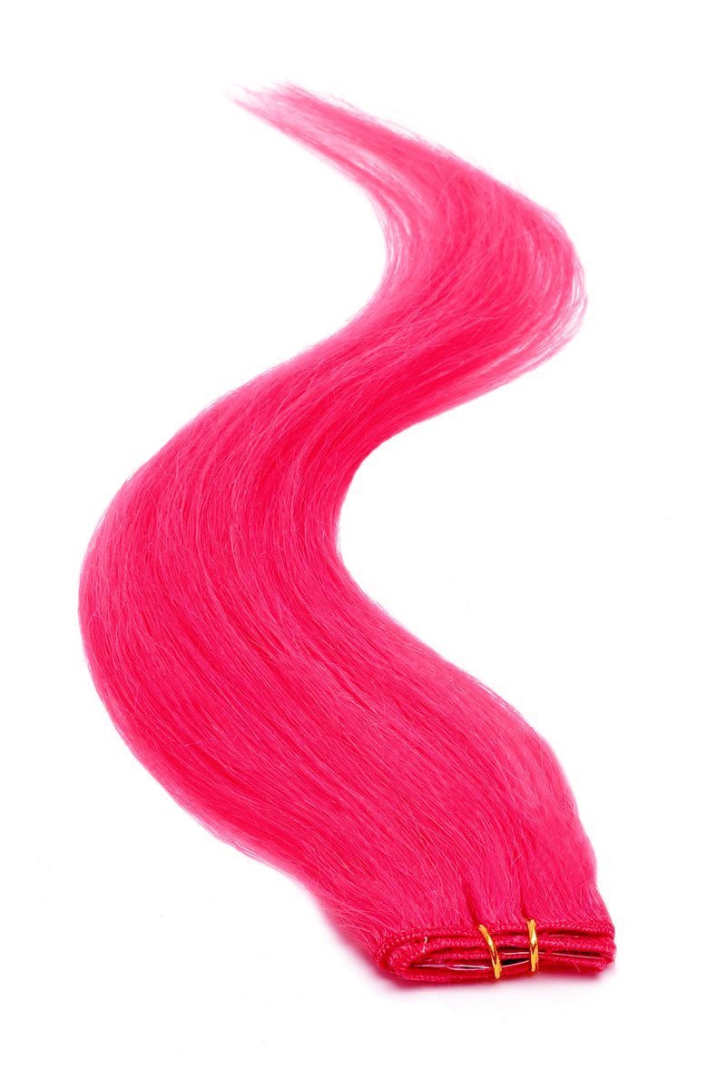 Dark Pink 100% Human Hair Single Weft Clip In Hair Extensions 18 - beautyhair.co.ukHair Extensions