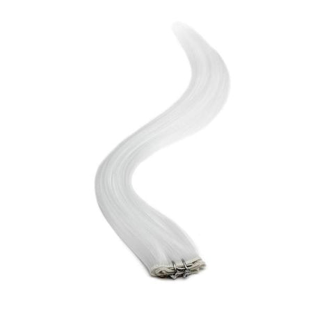 Synthetic Clip In Hair Extensions | 18 Inch | WHITE - beautyhair.co.ukHair Extensions